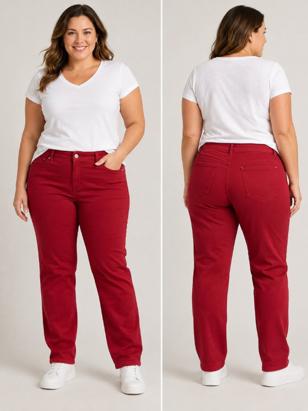 Nygard Style Women’s Size 12 Red Stretch 5 Pocket Pants Slim Straight Leg